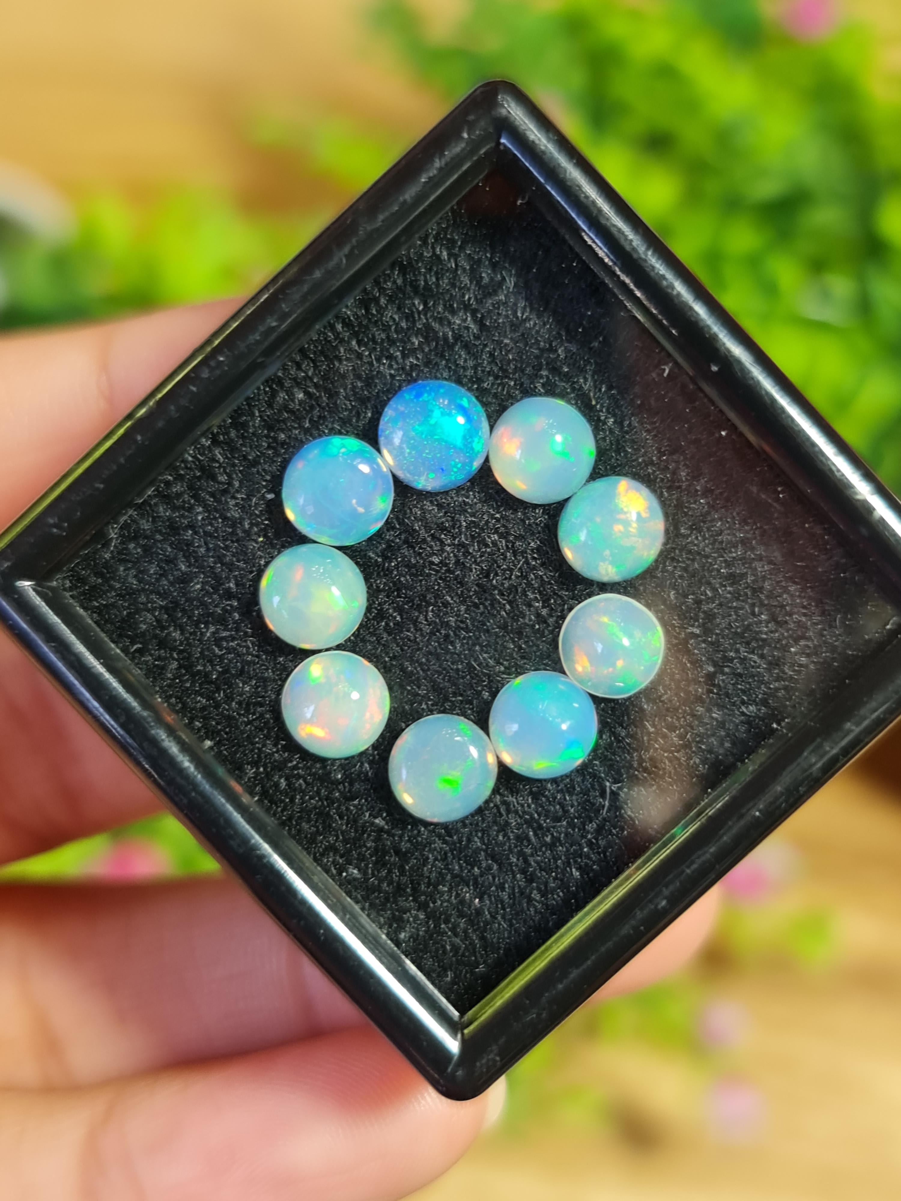 พลอย โอปอล Opal 9 เม็ด (Pcs.) 4.67 กะรัต (Cts.)พลอยแท้ อัญมณีมงคลประจําวันเกิด เครื่องประดับพลอย