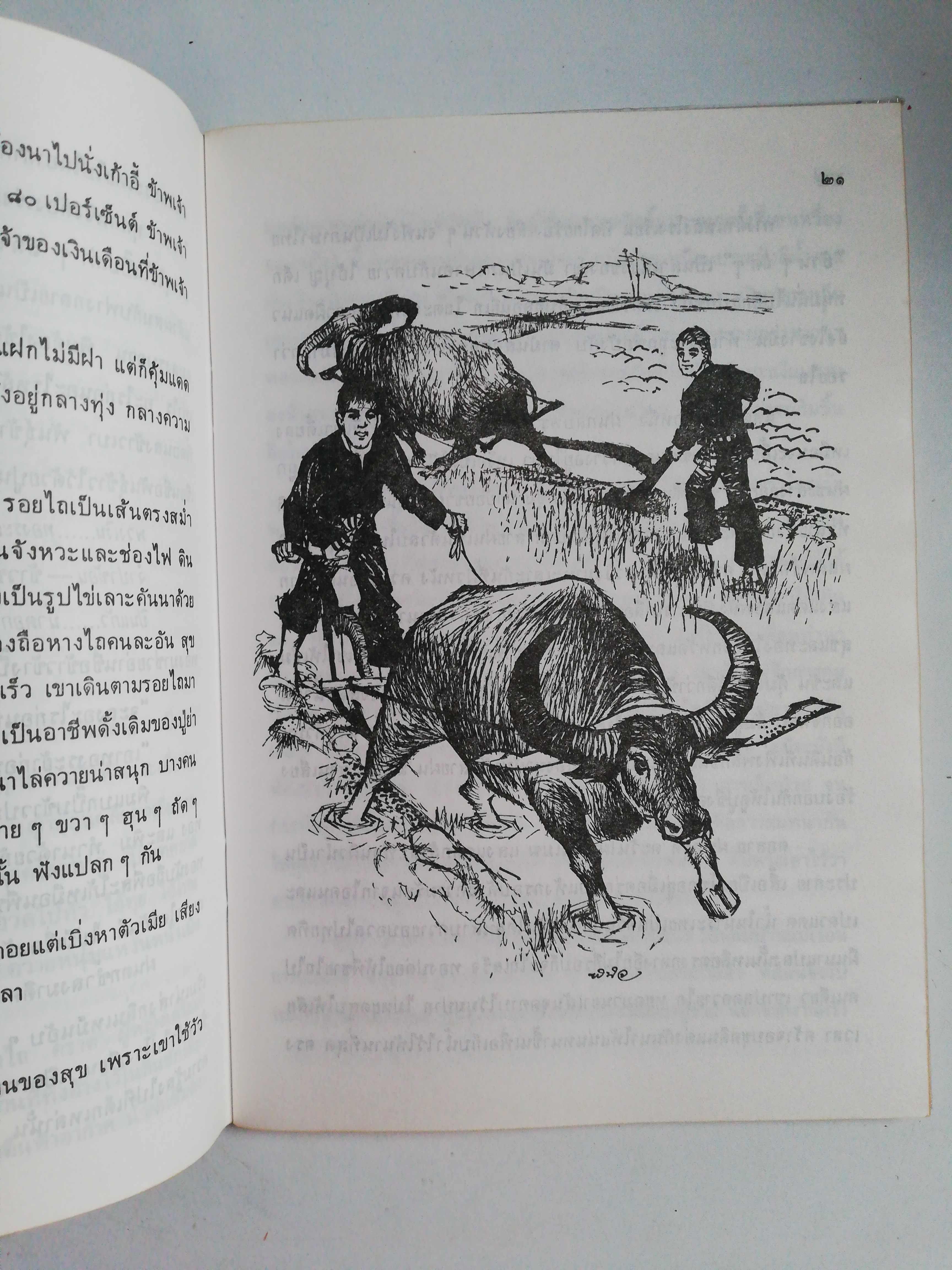 หนังสือเรียนเก่า พ. ศ. 2542** หนังสือห่อปกพลาสติกมีรอยหน้าแรกและหน้าสุดท้ายตามลักษณะการห่อปก หนังสือส่งเสริมการอ่านระดับมัธยมศึกษา, 'เรื่องหนุ่มชาวนา'เรียบเรียงโดย นิมิตร ภูมิถาวร