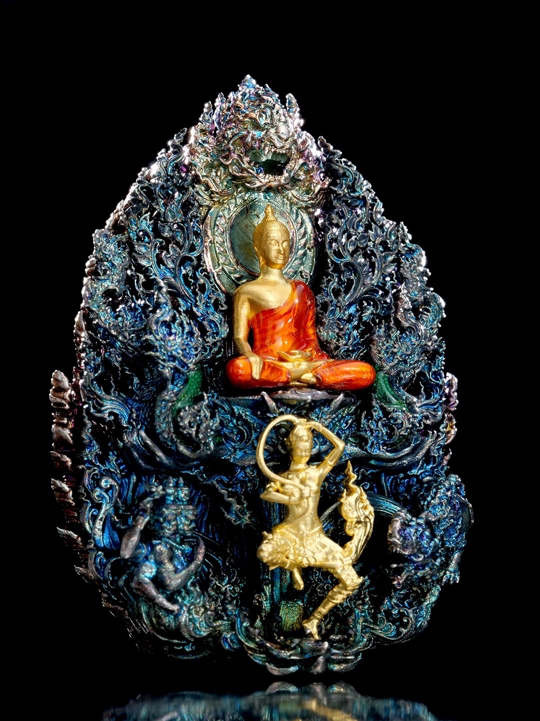 พระพุทธชัยมงคลพัฒน์บารมี เจริญลาภชนะมาร รายการศูนย์จอง เนื้อสัมฤทธิ์ชุบรุ้ง องค์พระชุบทองลงยา