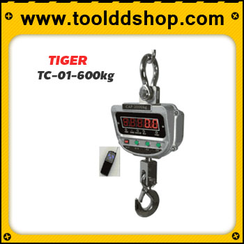 ตาชั่งแขวน600กิโล เครื่องชั่งแขวน600kg เครื่องชั่ง600kg เครื่องชั่งแขวนดิจิตอล600kg พิกัด 600kg ค่าละเอียด 0.2kg ตะขอหมุนได้360องศา เครื่องชั่งแขวนยี่ห้อ TIGER รุ่น TC-01