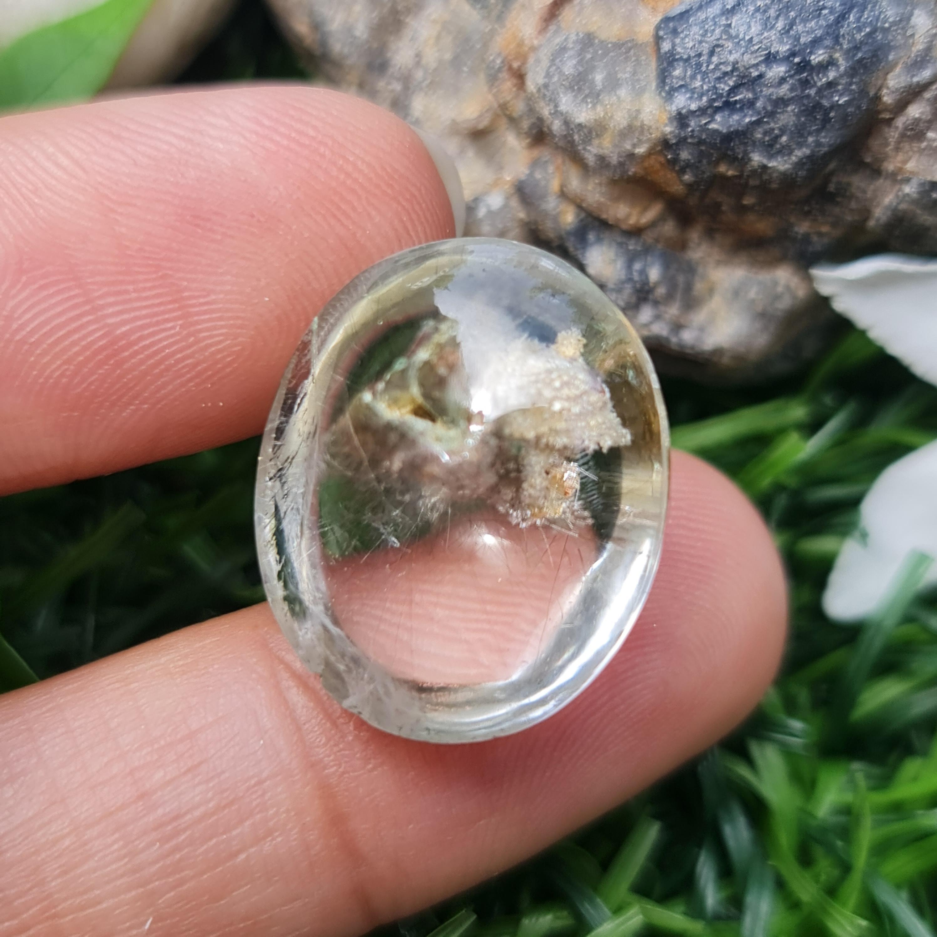 โป่งข่าม ควอตซ์ Rutilated Quartz 27.62 กะรัต Cts. พลอยแท้ อัญมณีมงคลประจําวันเกิด เครื่องประดับพลอย