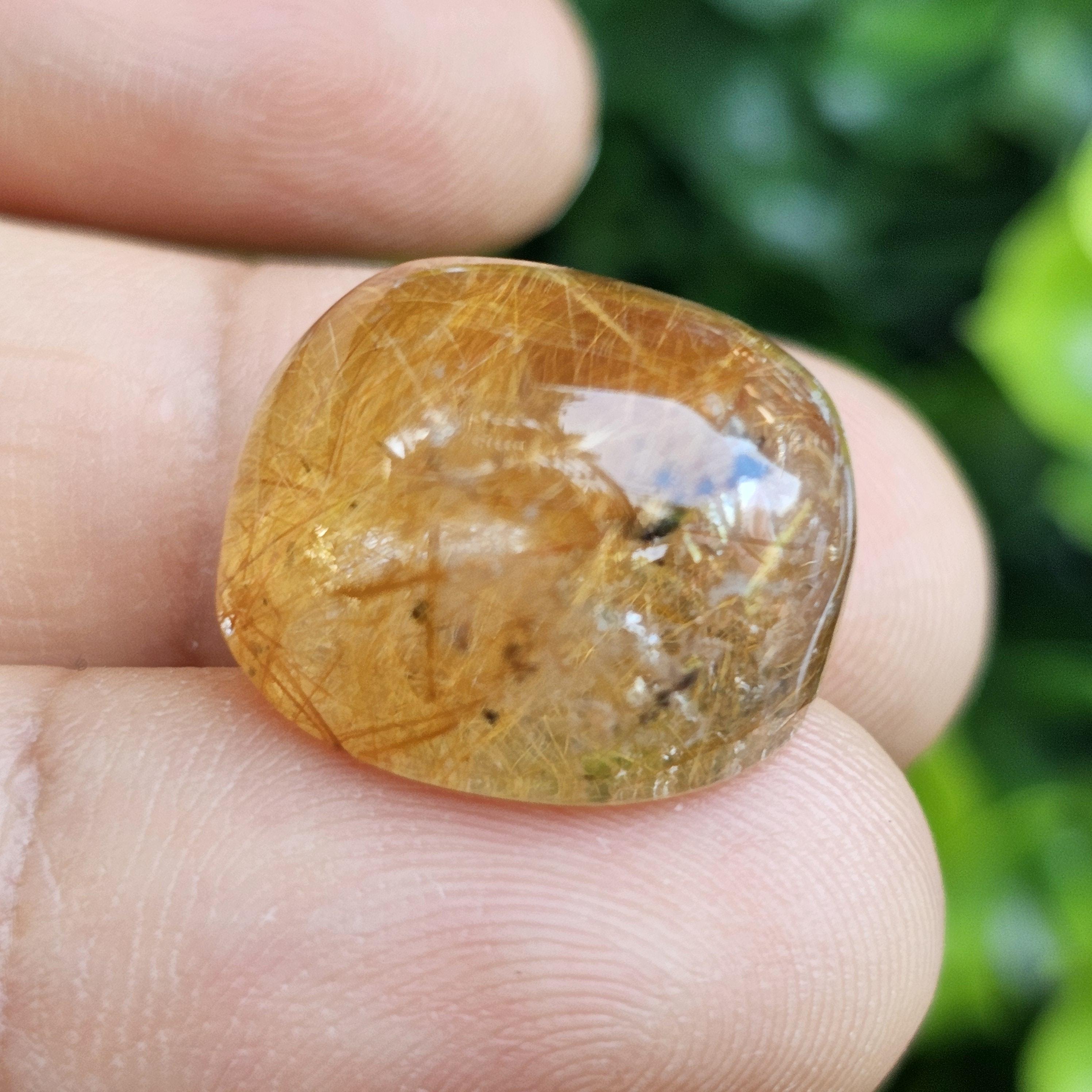 ไหมทอง ควอตซ์ Golden Rutilated Quartz 22.51 กะรัต Cts.พลอยแท้ อัญมณีมงคลประจําวันเกิด เครื่องประดับพลอย