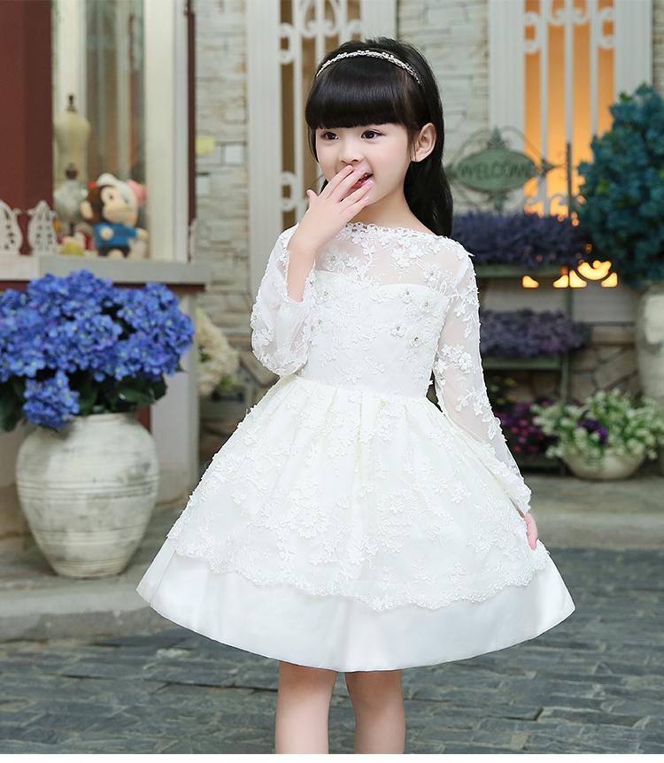 Pre-order ชุดราตรีเด็ก ชุดออกงาน ชุดกระโปรง สไตล์เจ้าหญิง แขนยาว ลูกไม้ซ๊ทรู ซิปหลัง