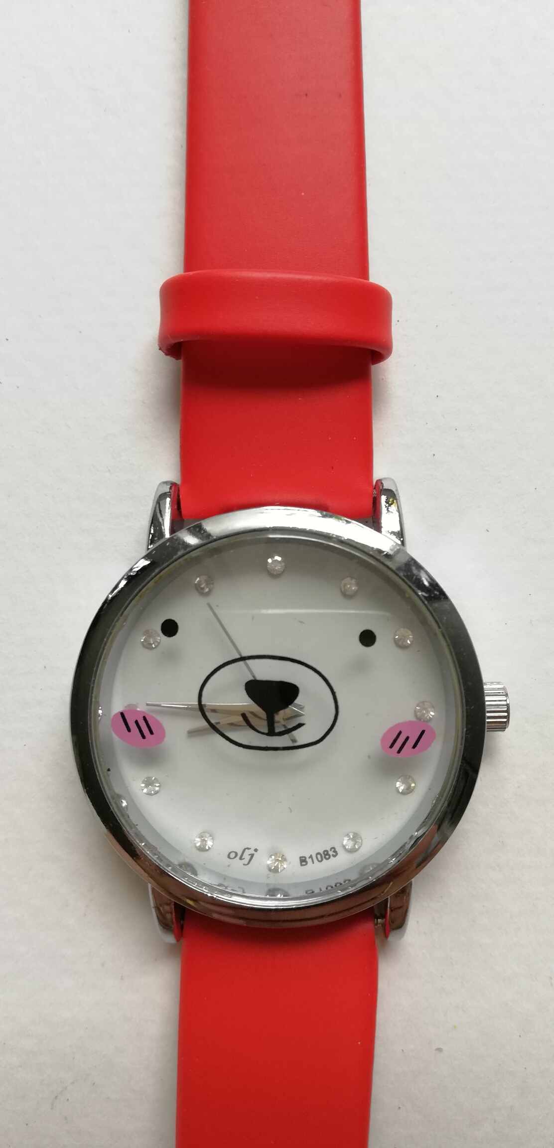 นาฬิกาข้อมือสำหรับสะสม หน้าปัดเป็นหน้าหทีแก้มชมพู ไม่สามารถใช้งานเป็นนาฬิกาได้ collectible watch, doesn't work, Only for collection