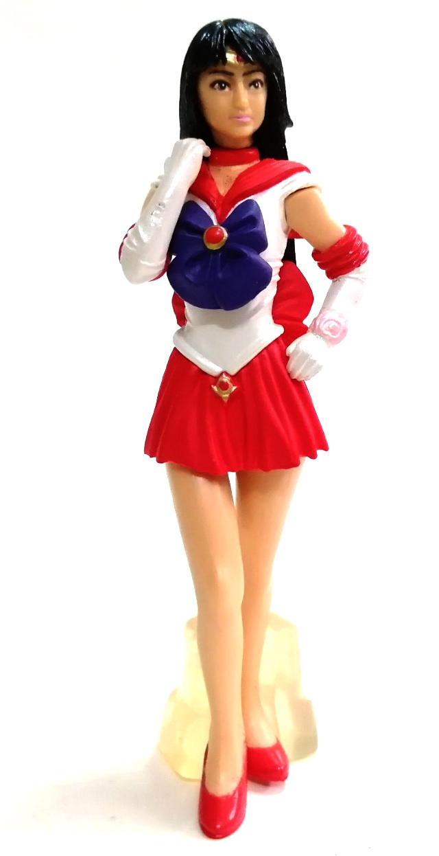 ของเล่น ของสะสม กาชาปองเซเลอร์มาร์ส sailor mars ชุดพิเศษ จากชุด live action ทีวีซีรีย์ ที่แกะหน้าจากนักแสดงจริง คือเคย์โกะ คิึิตากาว่า( keiko kitagawa)ที่รับบทsailor marsในสมัยนั้น กาชาปองตัวนี้สูง 11ซม. พร้อมฐานน้ำแข็งครบ สภาพสะสม เก่าเก็บ