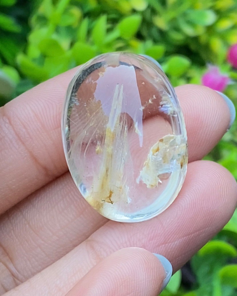 โป่งข่าม ควอตซ์ Rutilated Quartz 53.28 กะรัต Cts. พลอยแท้ อัญมณีมงคลประจําวันเกิด เครื่องประดับพลอย