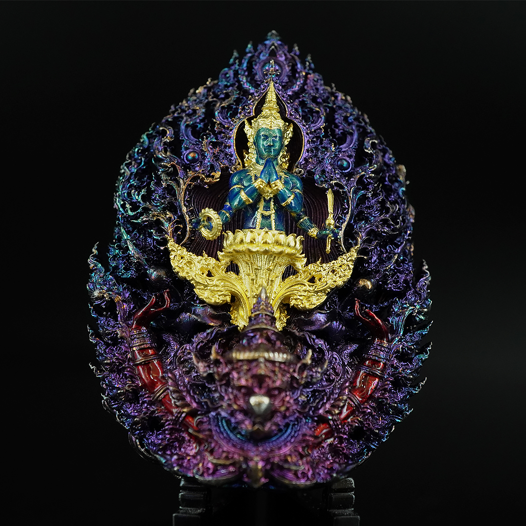 พระพุทธชัยมงคลพัฒน์บารมี เจริญลาภชนะมาร รายการศูนย์จอง เนื้อสัมฤทธิ์ชุบรุ้ง องค์พระชุบทองลงยา