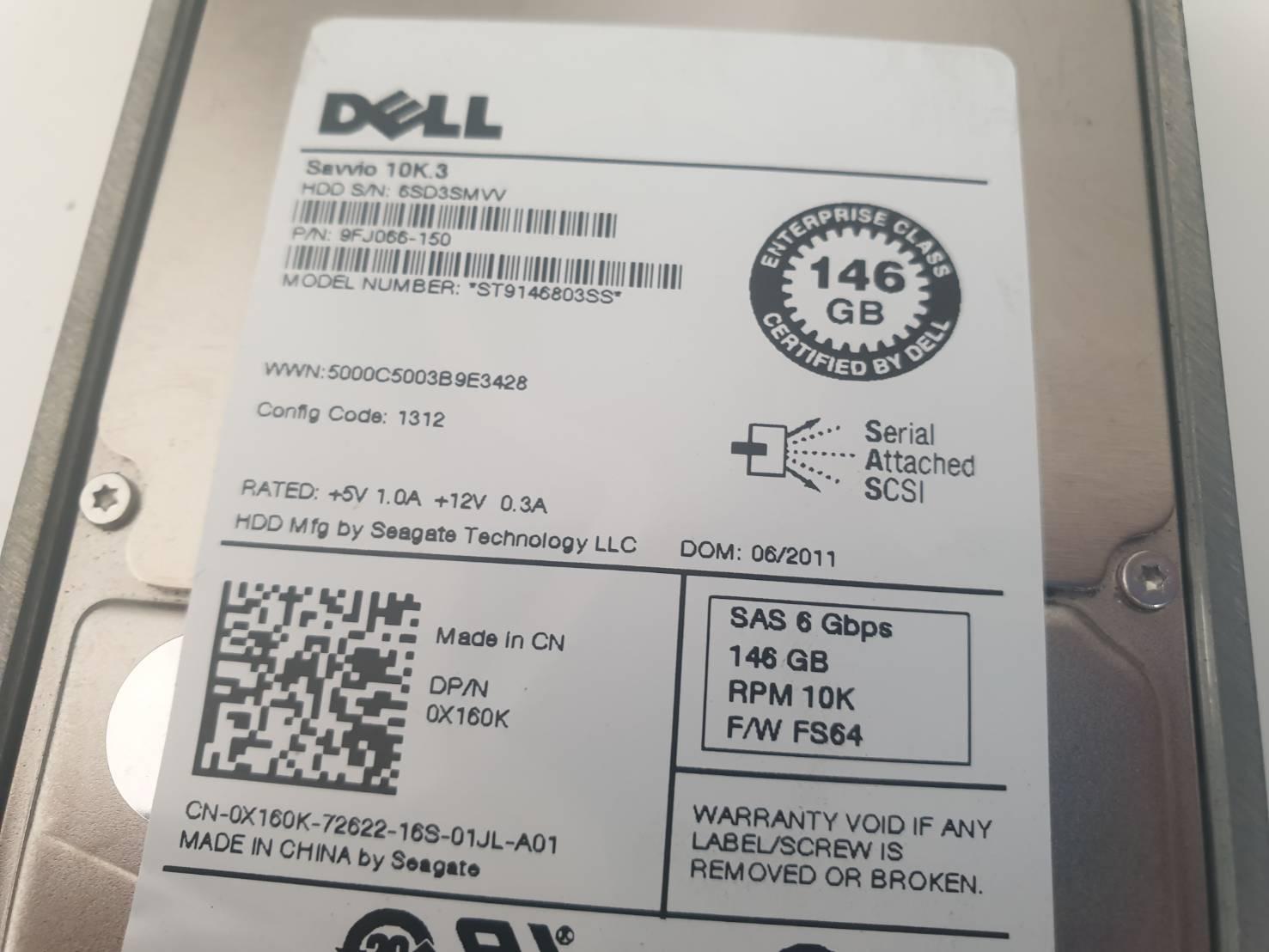 Dell Sas 146G 10k with Tray