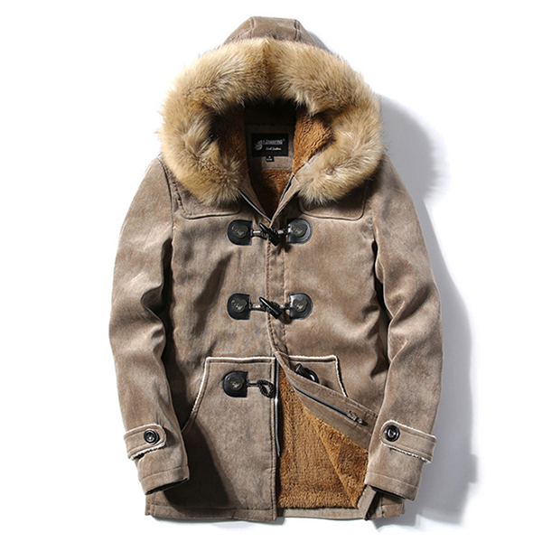 เสื้อโค้ทแฟชั่นญี่ปุ่น มีฮู้ดเฟอร์ถอดได้ ซับขนกันหนาวติดลบ (10227MM)