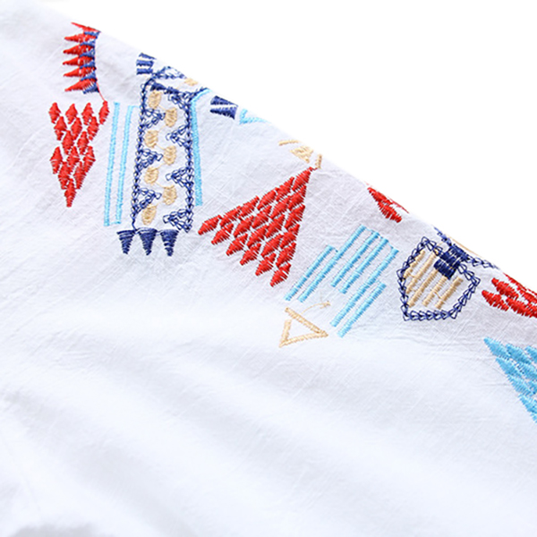 เสื้อเชิ้ตแขนยาว คอวี ปักลายวินเทจ (12210LM)