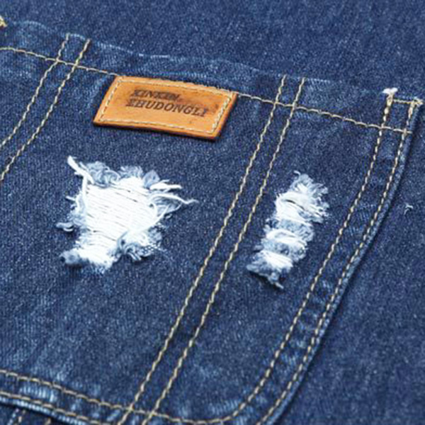 เอี้ยมกระโปรงยีนส์ฟอกนิ่ม แต่งกระเป๋าหน้าหลัง (12176X)