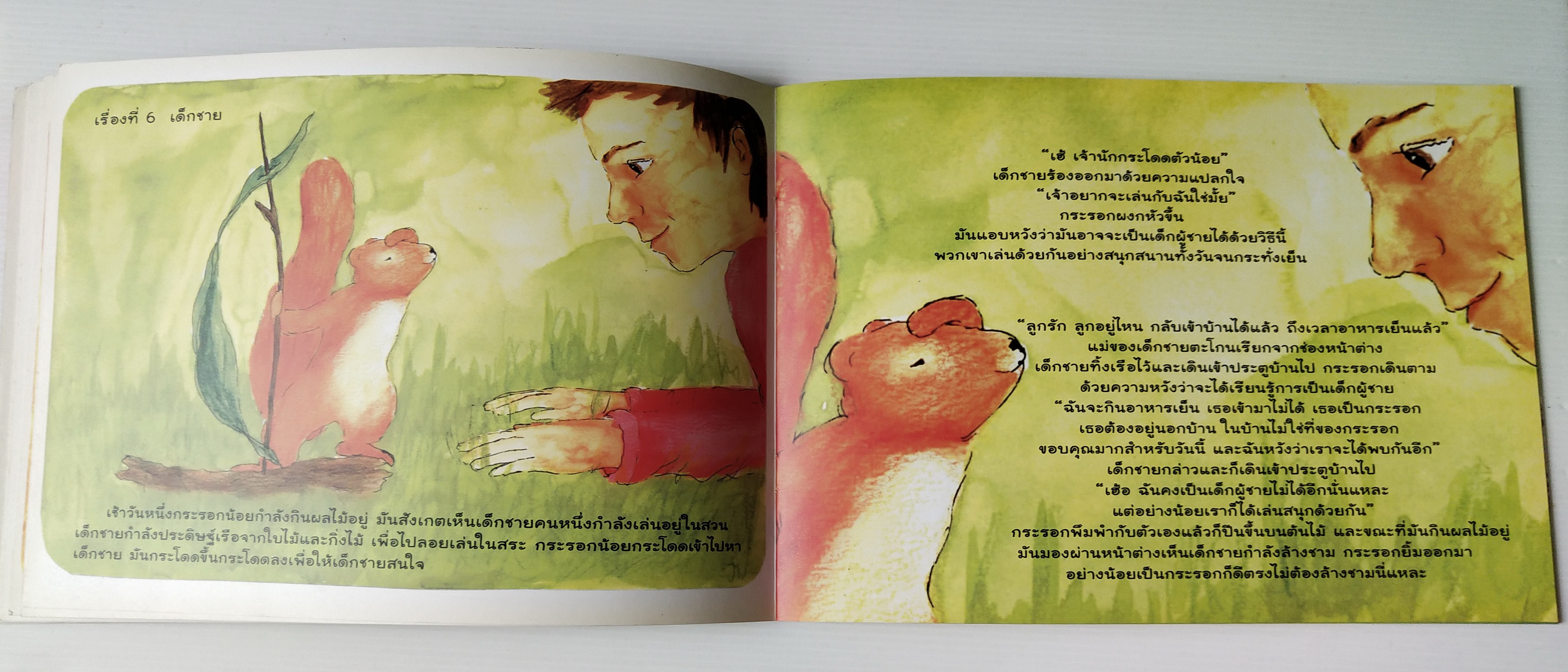 หนังสือนิทาน **มีรอยที่ปกหลัง ตามภาพ เรื่อง กระรอกน้อยผู้ไม่ต้องการเป็นกระรอก เรื่องและภาพโดย Jasmijn Mulder แปลเป้นไทยโดย ป้าอุษา ครูหวัด ครูนงค์