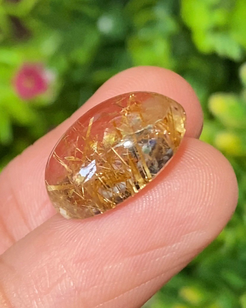 ไหมทอง ควอตซ์ Golden Rutilated Quartz 10.93 กะรัต Cts.พลอยแท้ อัญมณีมงคลประจําวันเกิด เครื่องประดับพลอย