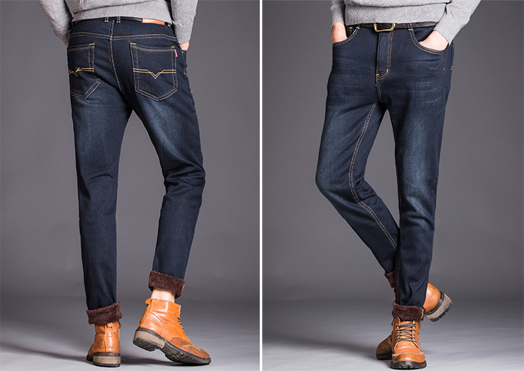 กางเกงยีนส์กันหนาวผู้ชาย รุ่นหนามีซับขนนุ่ม (10177MM)