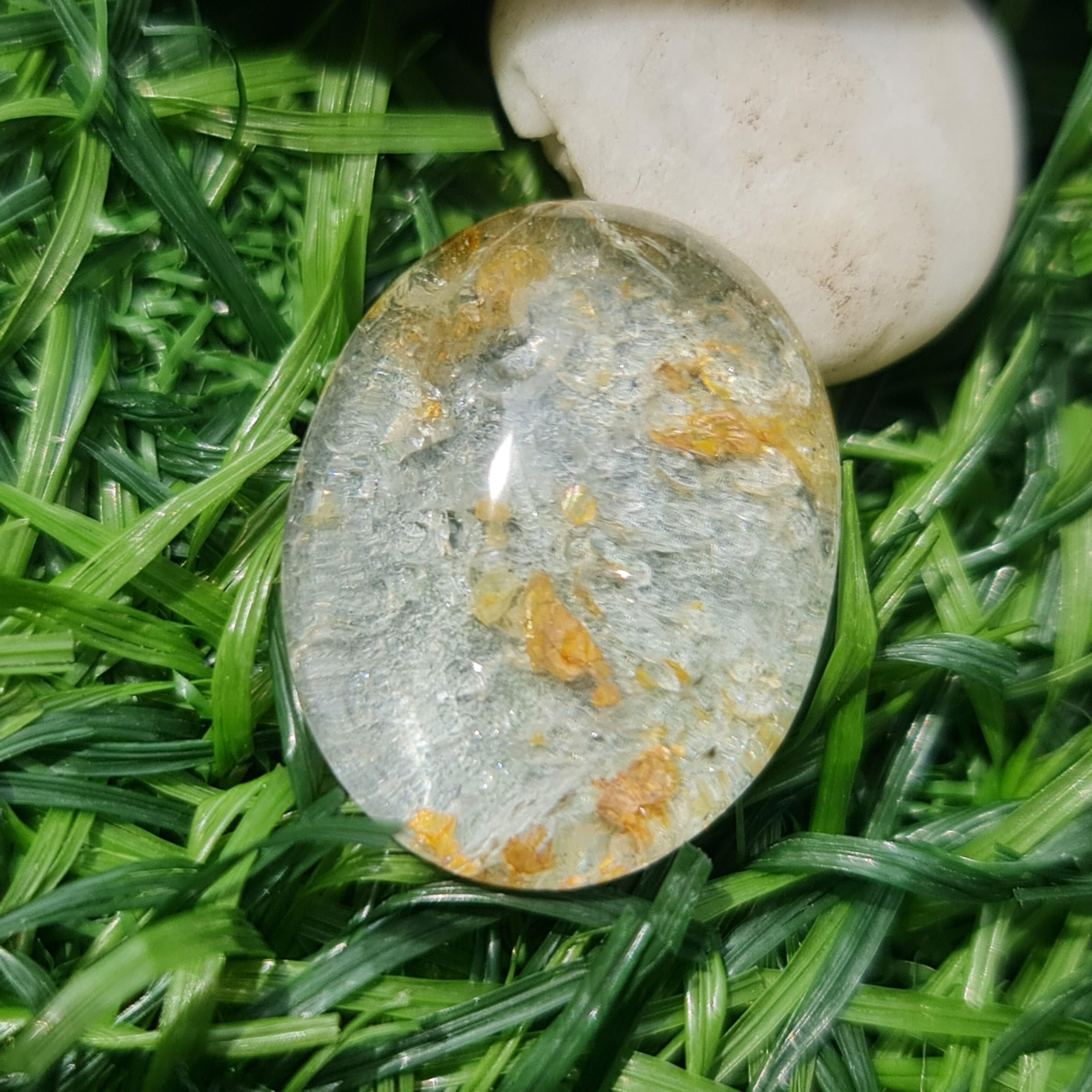 โป่งข่าม ควอตซ์ Rutilated Quartz 27.17 กะรัต Cts. พลอยแท้ อัญมณีมงคลประจําวันเกิด เครื่องประดับพลอย