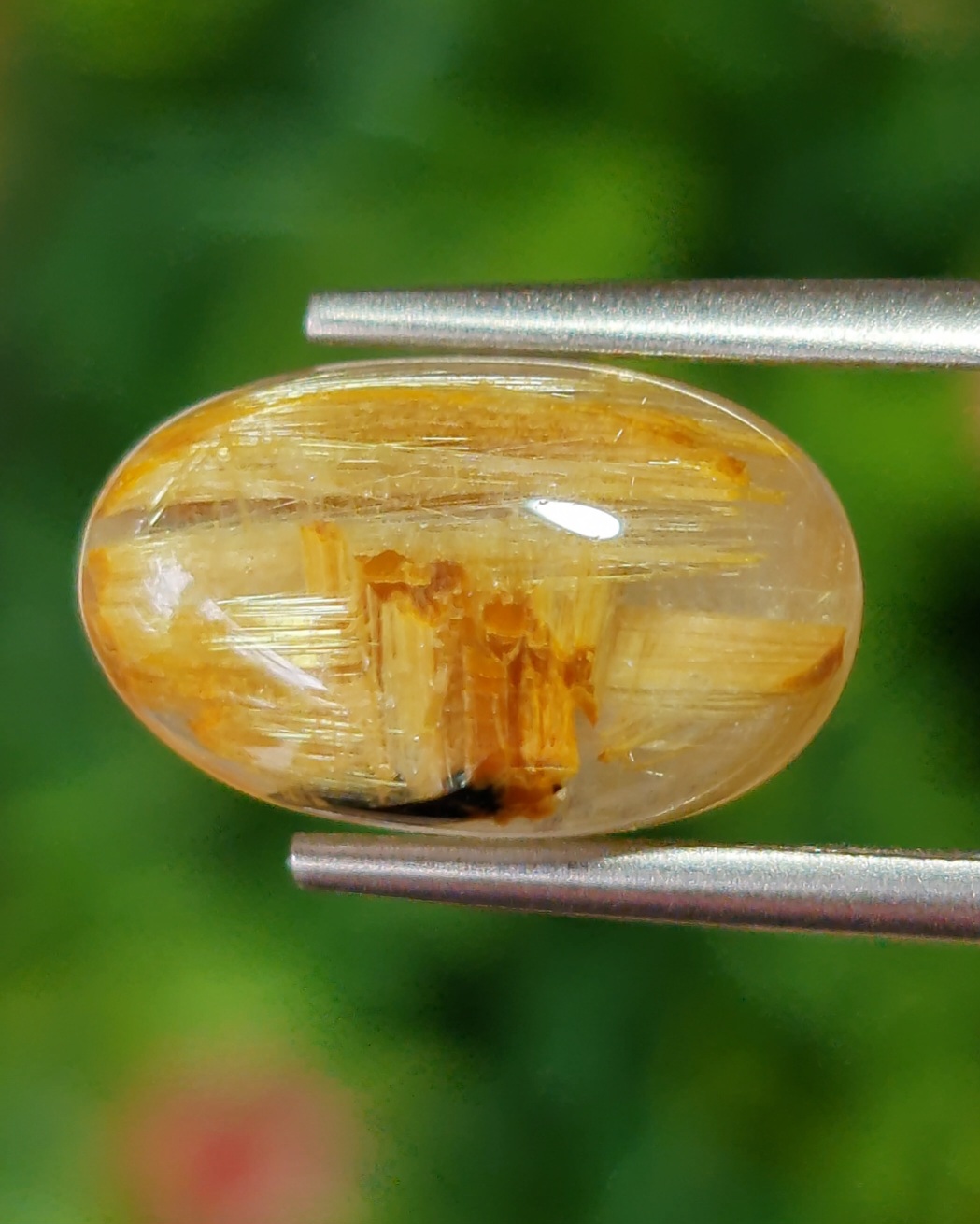 ไหมทอง ควอตซ์ Golden Rutilated Quartz 6.38 กะรัต Cts.พลอยแท้ อัญมณีมงคลประจําวันเกิด เครื่องประดับพลอย