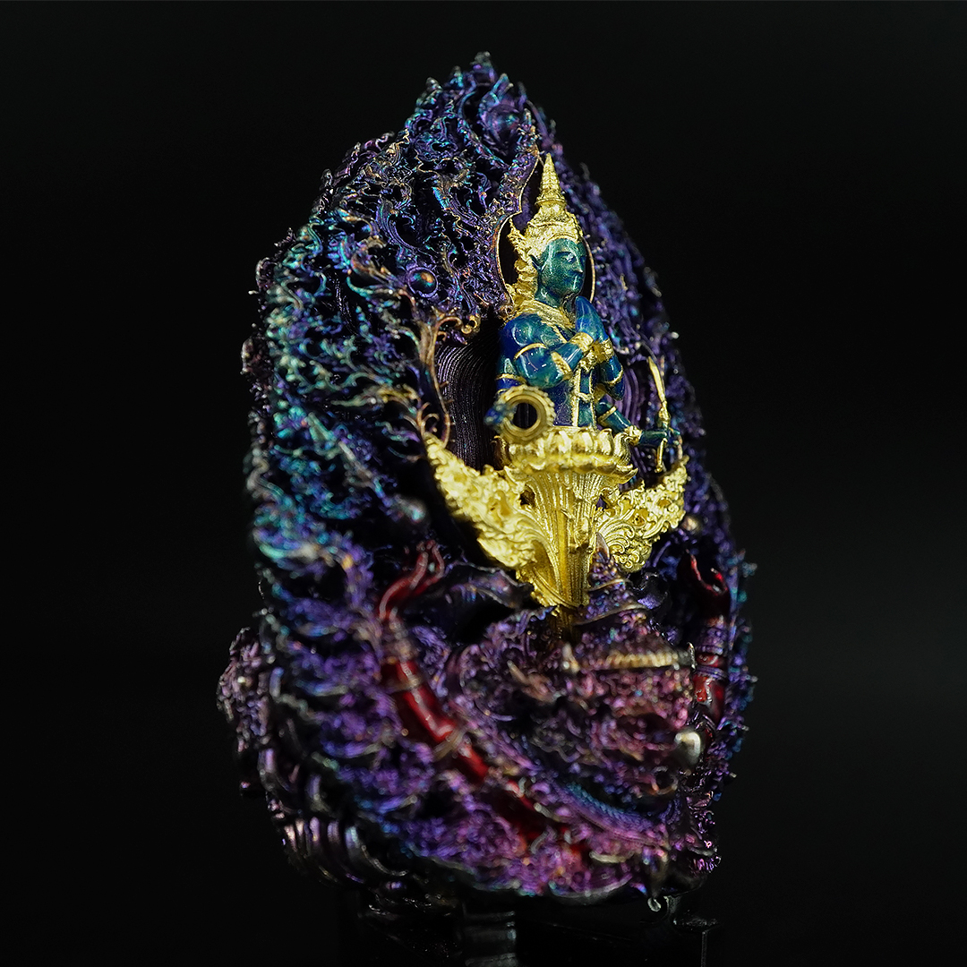 พระพุทธชัยมงคลพัฒน์บารมี เจริญลาภชนะมาร รายการศูนย์จอง เนื้อสัมฤทธิ์ชุบรุ้ง องค์พระชุบทองลงยา