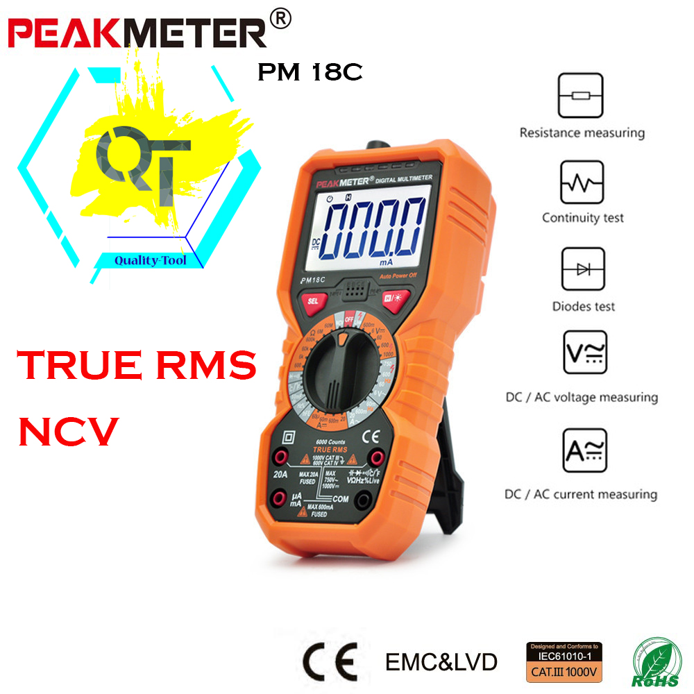 PEAKMETER ดิจิตอล มัลติมิเตอร์ True RMS AC/DC PM18C