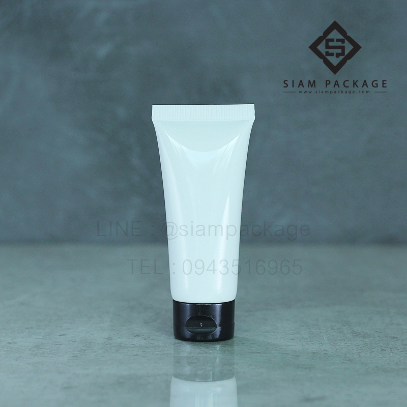 หลอดโฟม 10g. ฝาเกลียว หลอดโฟมสีขาว ฝาดำ
