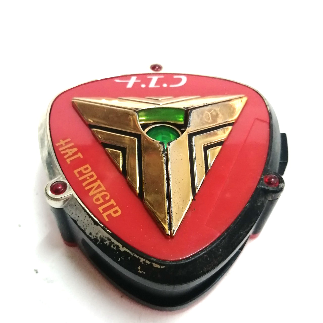 ตราตำรวจ/อุปกรณ์แสดงตัว ของไทม์ไฟร์เยอร์ จากขบวนการไทม์เรนเจอร์ ขนาดตามรูป **มีตำหนิตามภาพ_ กดปุ่มกลไกทำงานได้ มีไฟ มีรอย สีถลอกตามภาพ งานเก่าหายาก