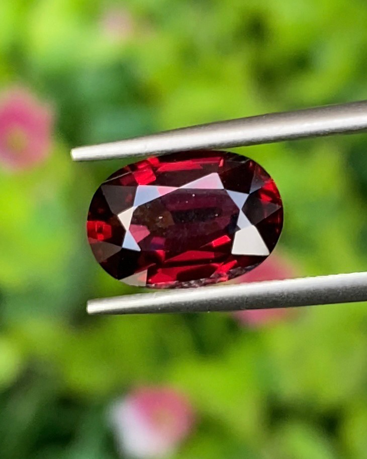 พลอย โรโดไลต์ กาเน็ท Rhodolite Garnet 3.00 กะรัต Cts.พลอยแท้ อัญมณีมงคลประจําวันเกิด เครื่องประดับพลอย