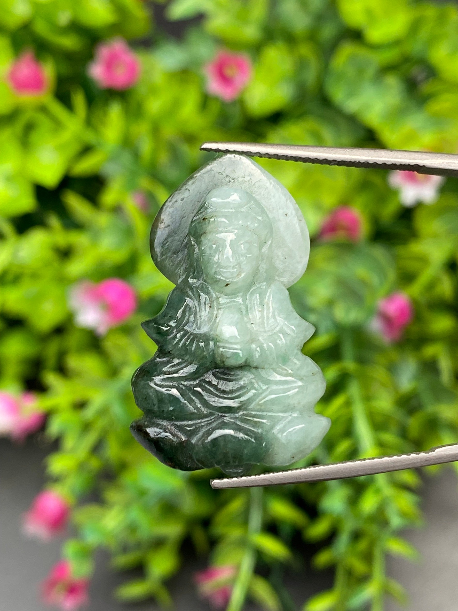 หยก แกะสลัก รูป เจ้าแม่กวนอิม (Burmese jadeite) 32.52 กะรัต (cts.) หยก พม่า แท้