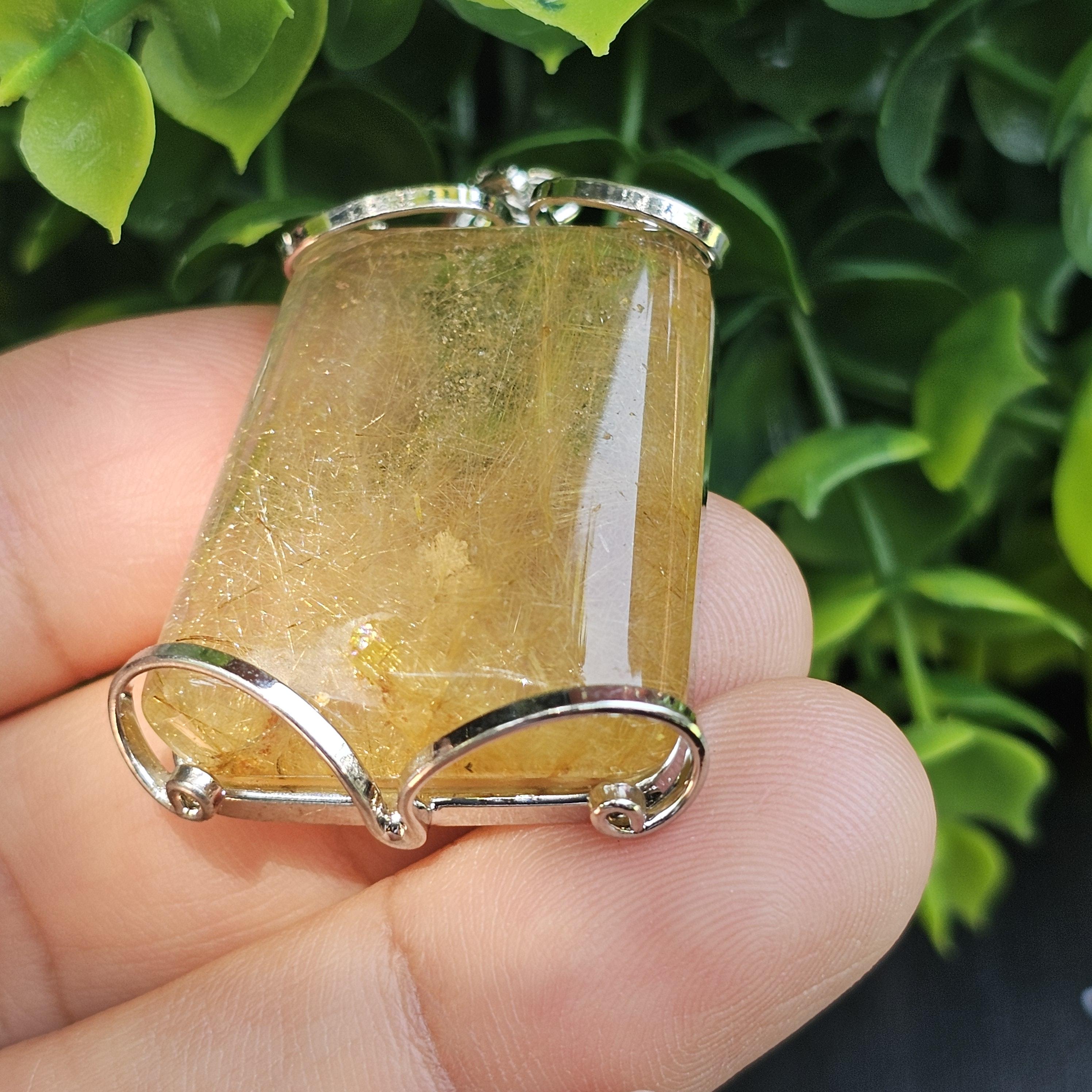 จี้ไหมทอง (Golden Rutilated Quartz) 16.34 กรัม g. พลอยแท้ อัญมณีมงคลประจําวันเกิด เครื่องประดับพลอย