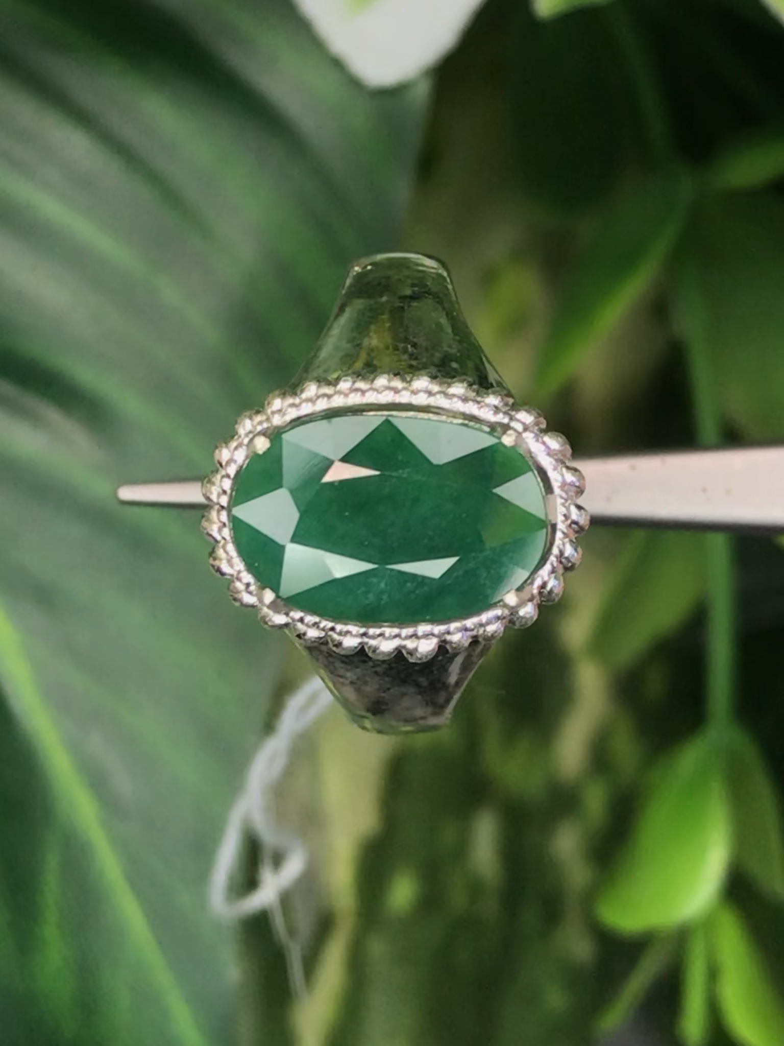 หยก พม่า แท้ Jade แหวนหยก 翡翠戒指 (Jadeite ring) ดิบ (Size) 56 ไม่ผ่านการปรับปรุง (Type A) พม่า (Myanmar)