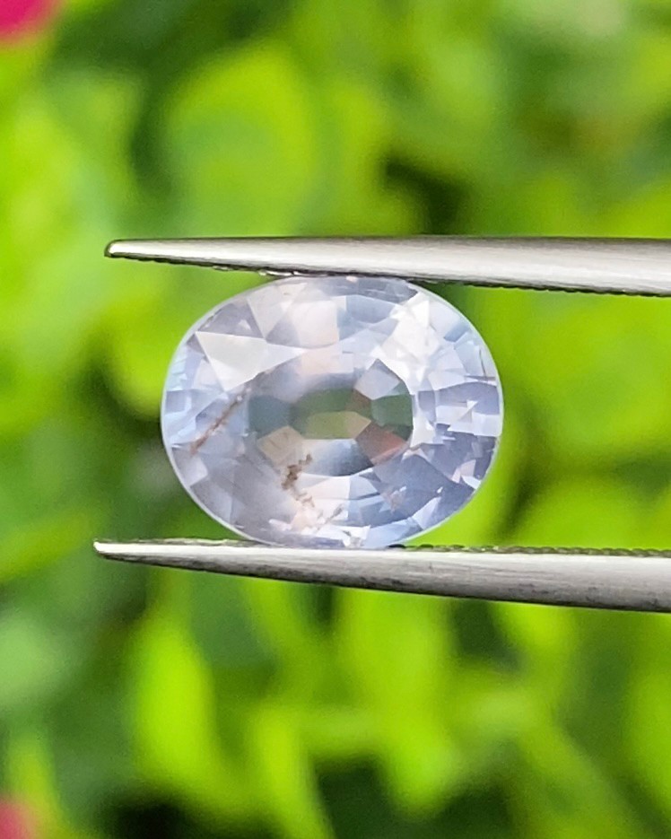 พลอย ขาว ไวท์ แซฟไฟร์ White Sapphire 2.88 กะรัต ดิบ Unheated พลอยแท้ อัญมณีมงคลประจําวันเกิด เครื่องประดับพลอย
