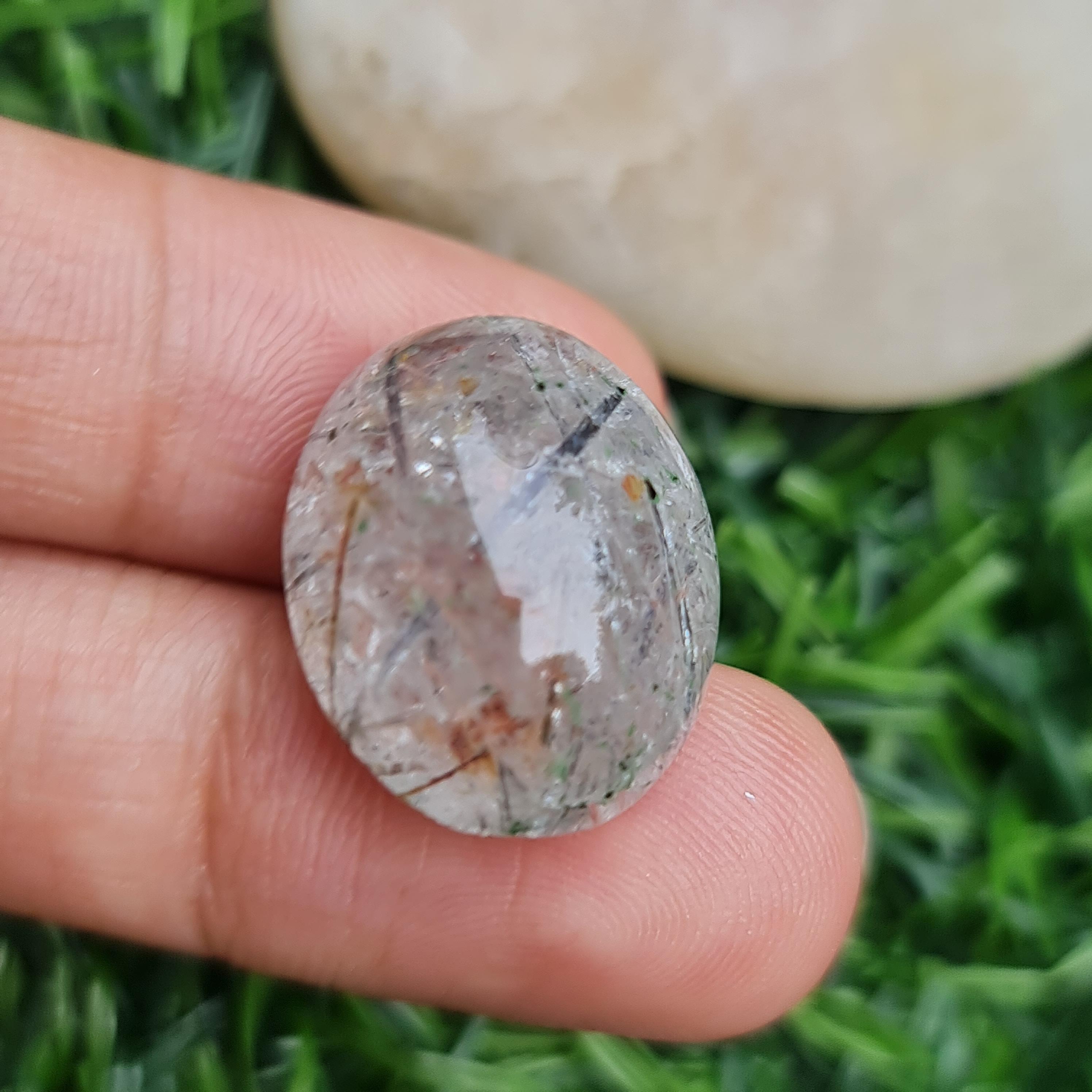 โป่งข่าม ควอตซ์ Rutilated Quartz 25.40 กะรัต Cts. พลอยแท้ อัญมณีมงคลประจําวันเกิด เครื่องประดับพลอย