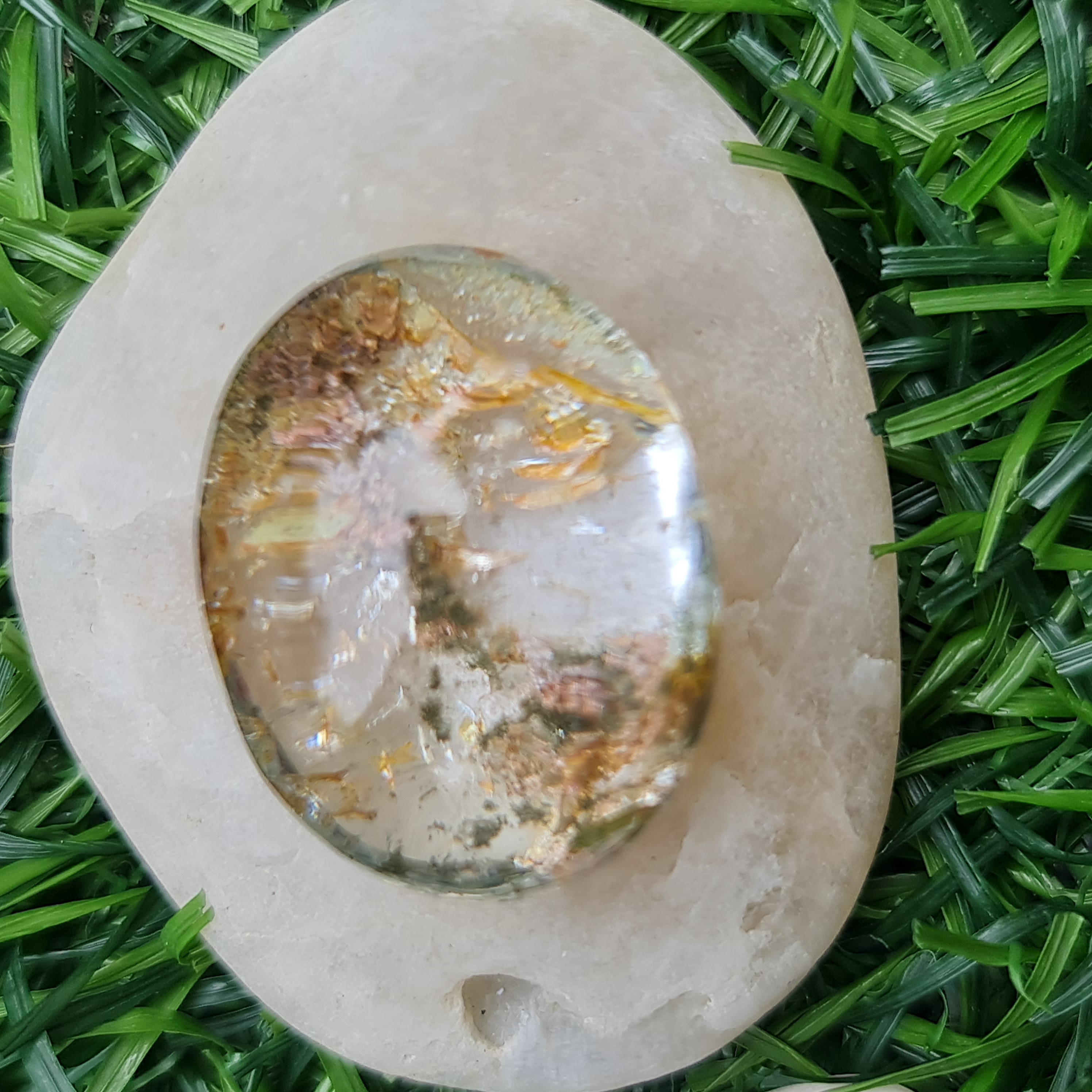 โป่งข่าม ควอตซ์ Rutilated Quartz 39.49 กะรัต Cts. พลอยแท้ อัญมณีมงคลประจําวันเกิด เครื่องประดับพลอย