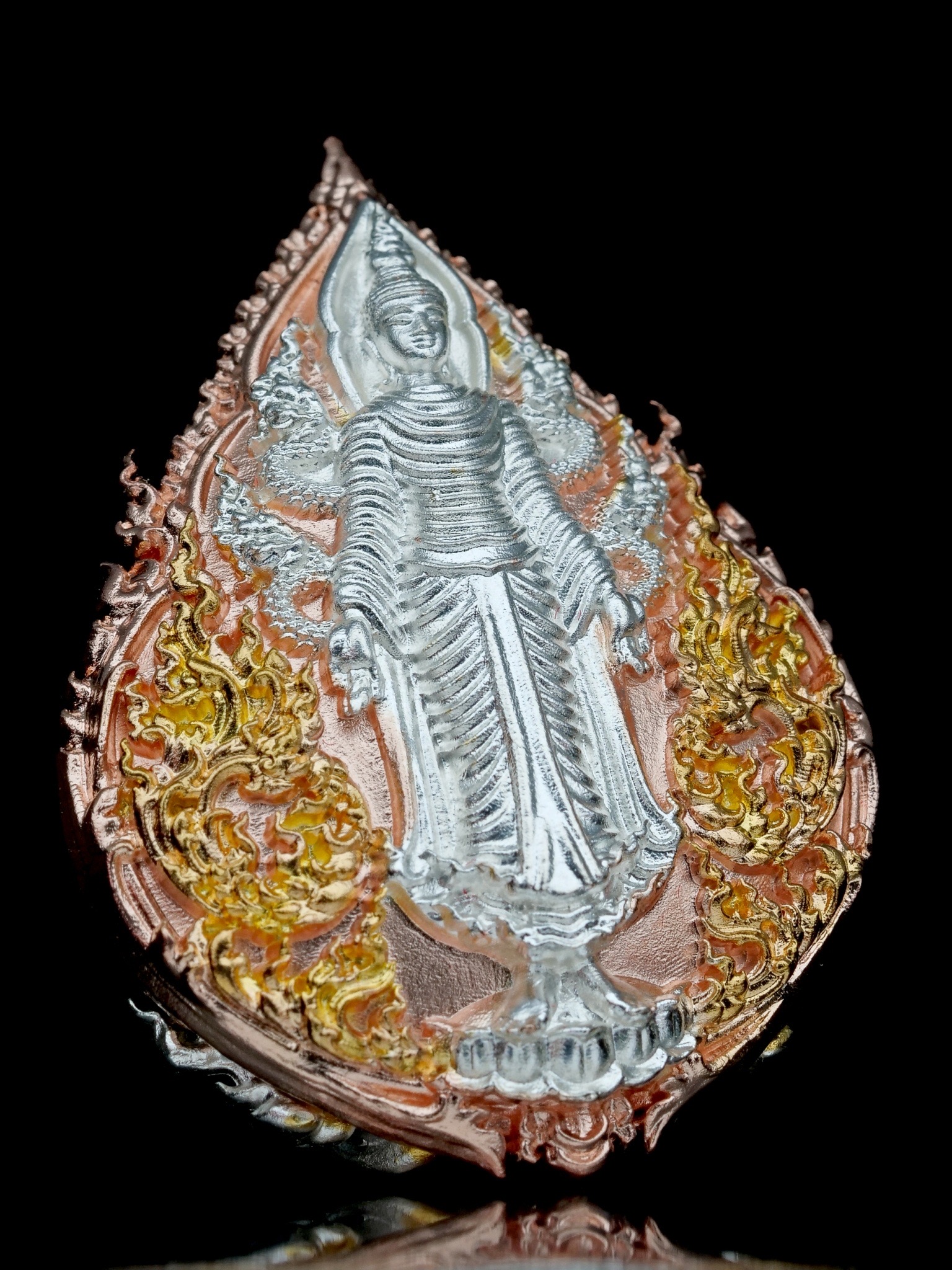 พระพุทธประทานพร รุ่น พุทธบารมี รหัส7 เนื้อบรอนซ์ชุบ3K