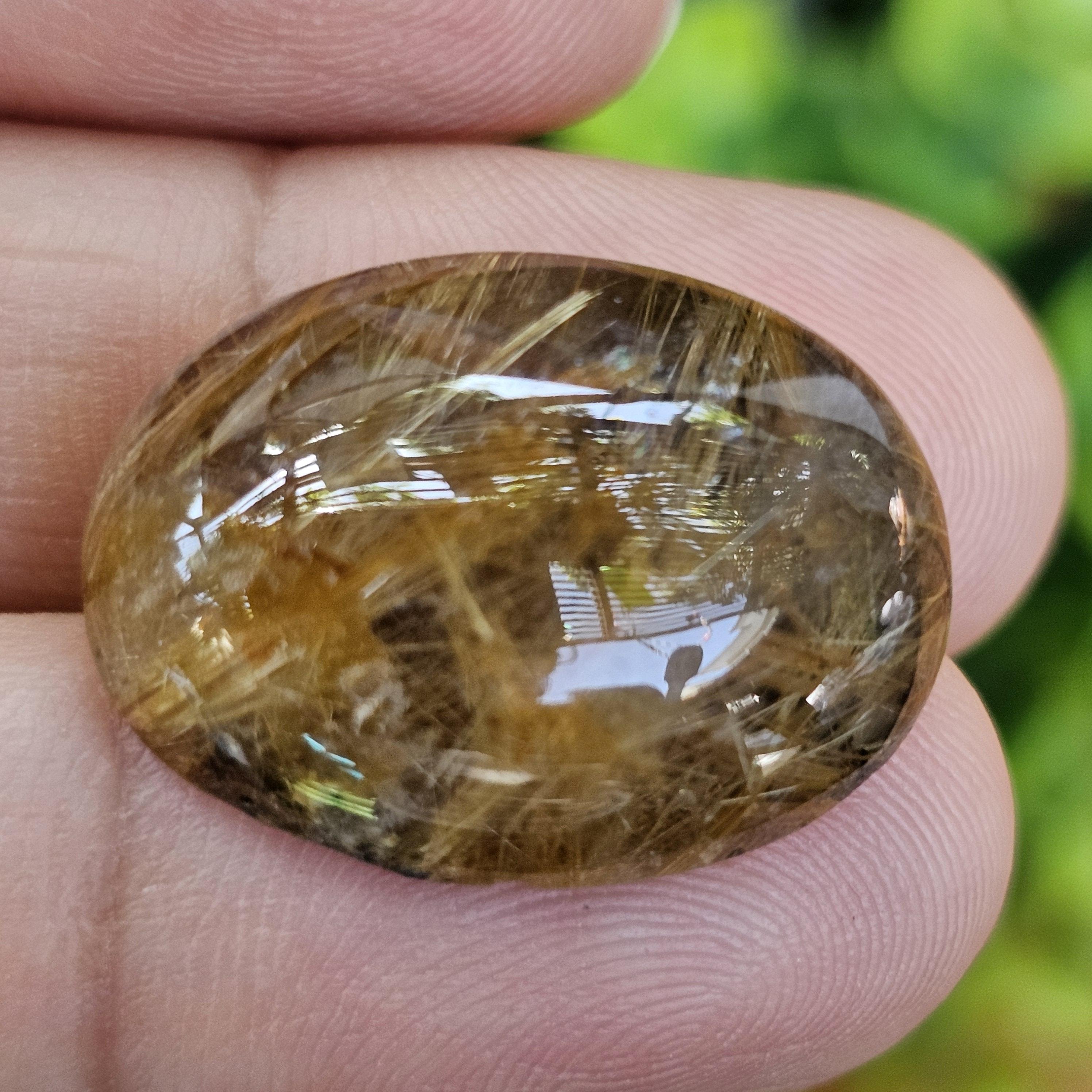 ไหมทอง ควอตซ์ Golden Rutilated Quartz 27.54 กะรัต Cts.พลอยแท้ อัญมณีมงคลประจําวันเกิด เครื่องประดับพลอย