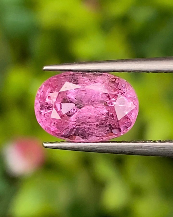 พลอย ชมพู พิ้ง แซฟไฟร์ Pink Sapphire 3.06 กะรัต (Cts.) พลอยแท้ อัญมณีมงคลประจําวันเกิด เครื่องประดับพลอย