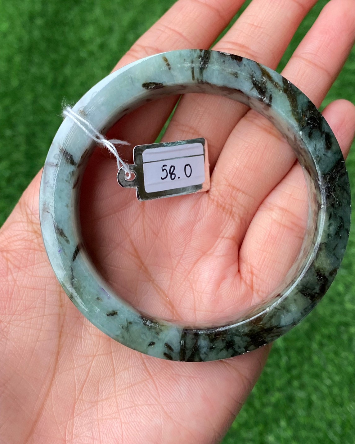 JB58022 หยก พม่า แท้ Jade กำไลหยก 58.0 มม. (Jadeite bracelet) พม่า (Myanmar)