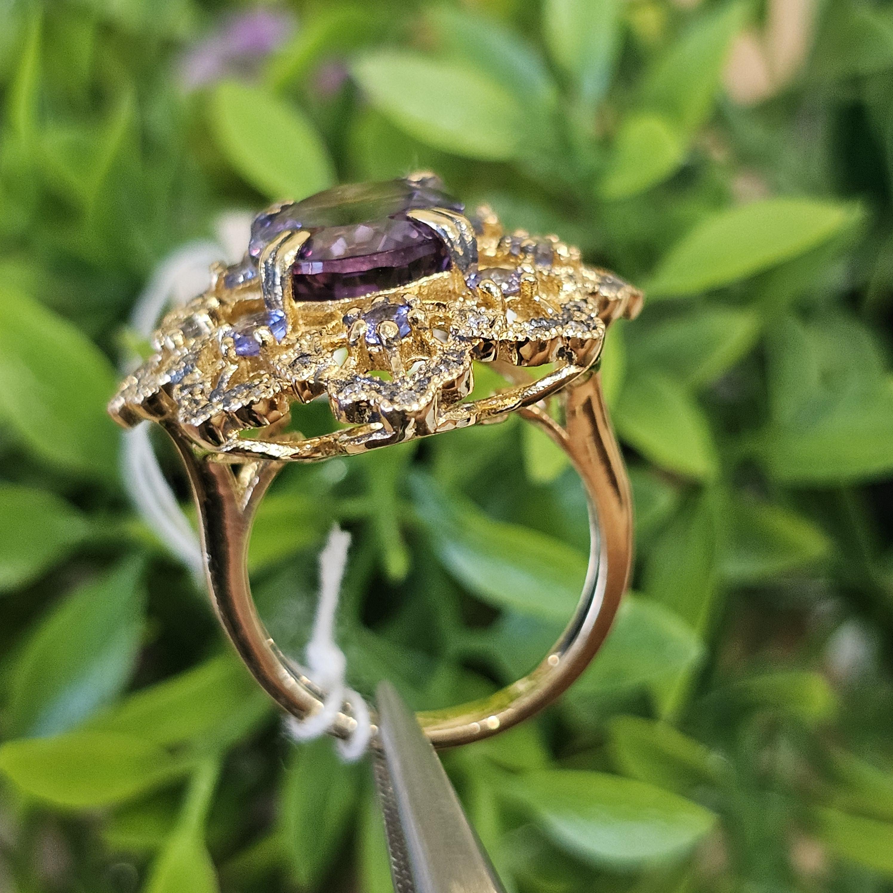 แหวนอเมทิส ตัวเรือนเงิน 57 ตัวเรือนเงินชุบทอง