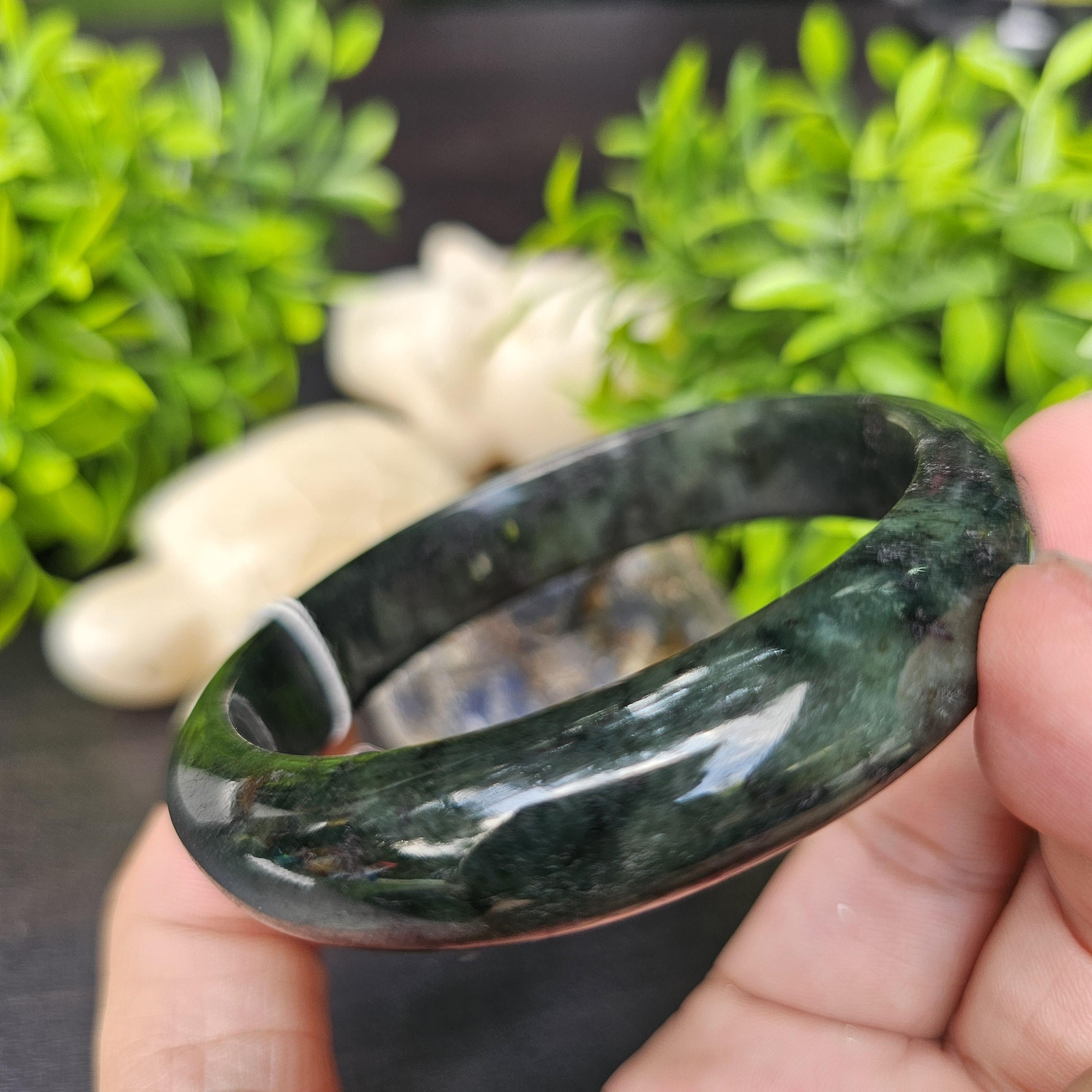 JB6804049 หยก พม่า แท้ Jade กำไลหยก 62.3 มม. (Jadeite bracelet) พม่า (Myanmar)