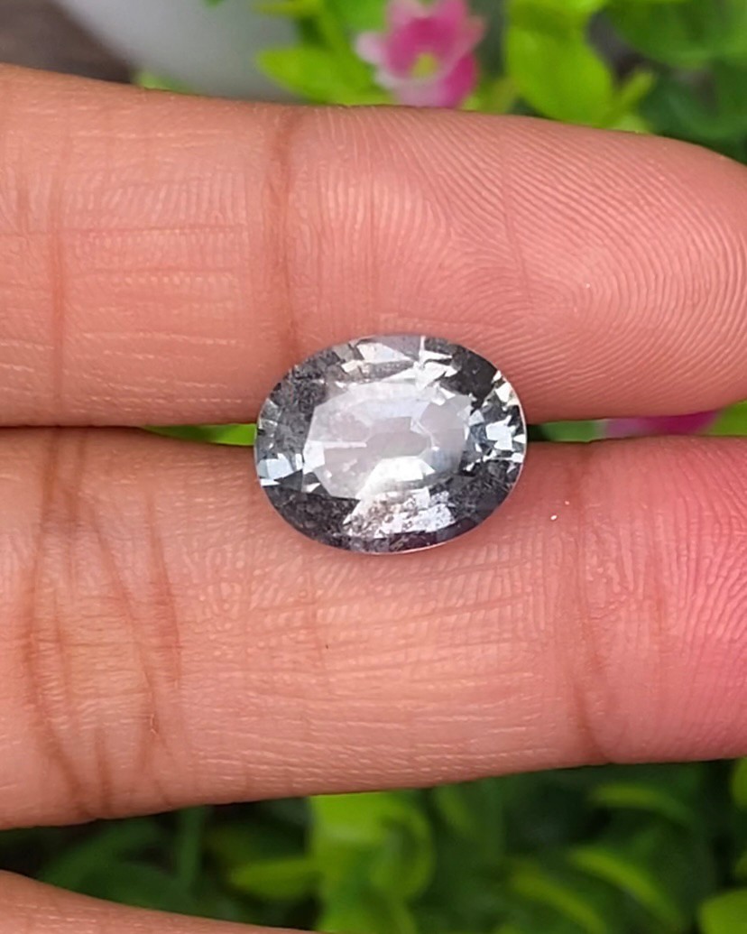 พลอย ซิวเวอร์ แซฟไฟร์ Silver Sapphire 7.02 กะรัต (Cts.) ดิบ Unheated พลอยแท้ อัญมณีมงคลประจําวันเกิด เครื่องประดับพลอย