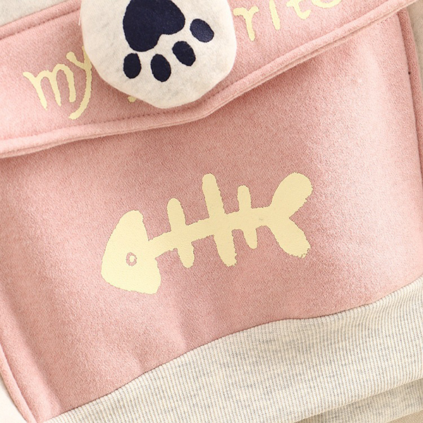 เสื้อสเวตเตอร์กันหนาว เสื้อฮู้ดแต่งหูแมวมีกระเป๋าใหญ่น่ารัก (12338LM)