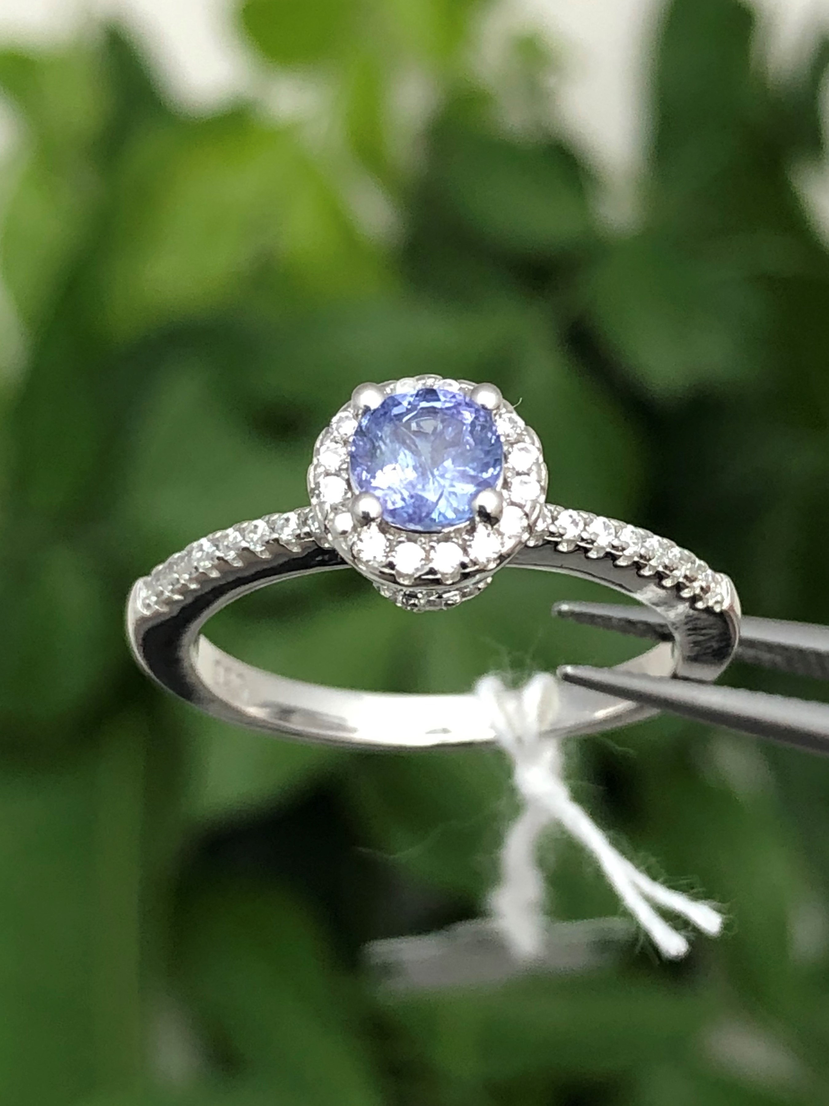 แหวน พลอยแท้ แทนซาไนท์ (Size) 56 (Tanzanite Silver Ring ) ตัวเรือนเงิน เพชร CZ คัดคุณภาพ