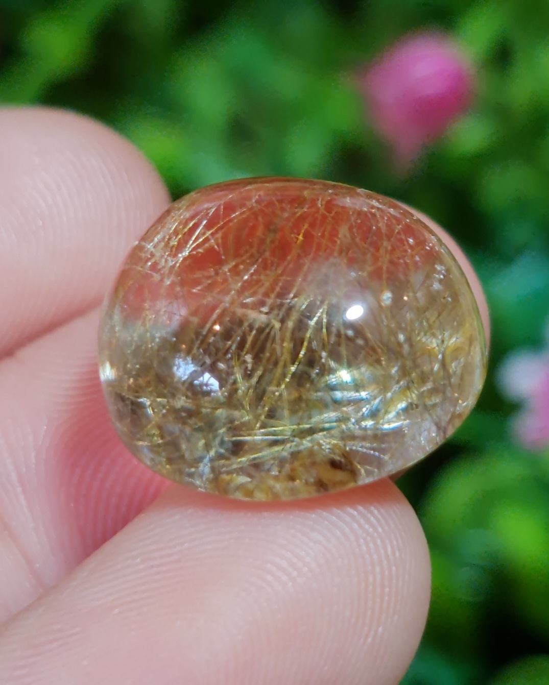 ไหมทอง ควอตซ์ Golden Rutilated Quartz 18.77 กะรัต Cts.พลอยแท้ อัญมณีมงคลประจําวันเกิด เครื่องประดับพลอย