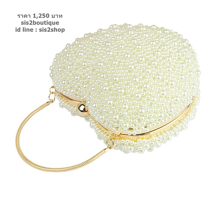Evening Clutch กระเป๋าออกงาน แต่งมุกทั้งใบ รูปหัวใจ สวยน่ารัก