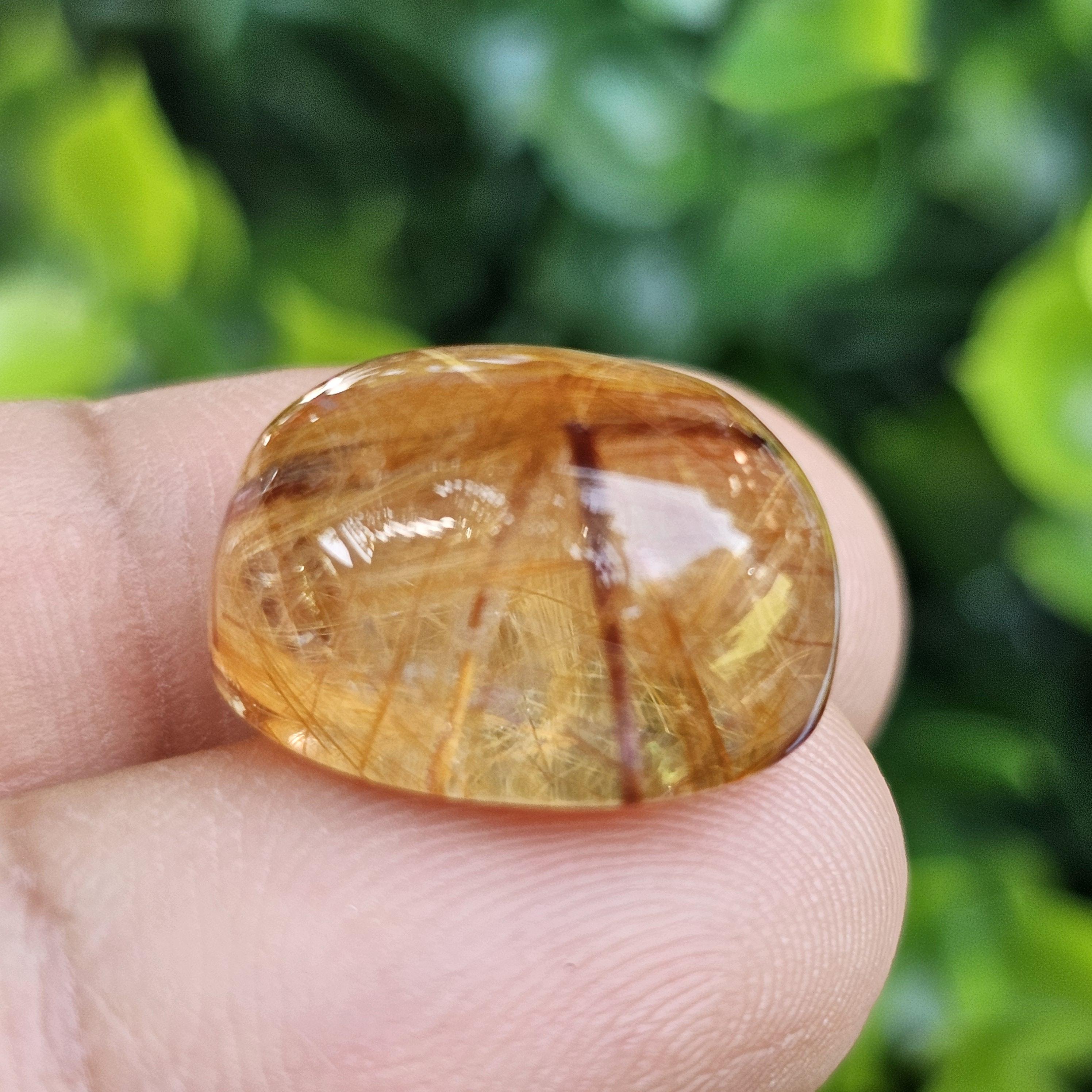 ไหมทอง ควอตซ์ Golden Rutilated Quartz 17.12 กะรัต Cts.พลอยแท้ อัญมณีมงคลประจําวันเกิด เครื่องประดับพลอย