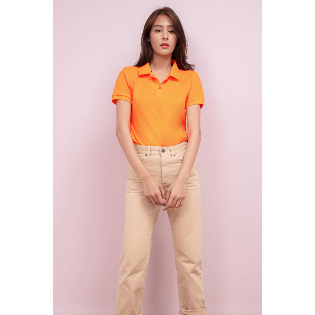 No Problem Noproblem ยอดขาย No.1 รับประกัน ไม่ย้วย ไม่ยืด ผ้านุ่ม เสื้อโปโล หญิง สีส้มซองเจีย