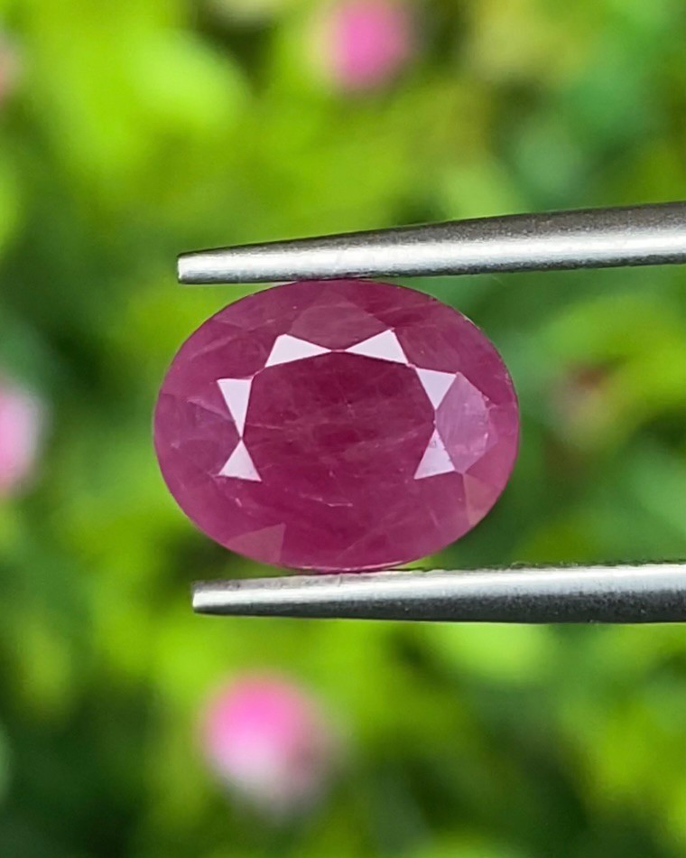พลอย ทับทิม พม่า (Burmese Ruby Sapphire) 1.72 กะรัต พลอยแท้ อัญมณีมงคลประจําวันเกิด เครื่องประดับพลอย