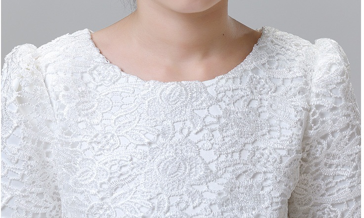 Pre-order ชุดราตรีเด็ก หน้าสั้นหลังยาว แขนยาว กระโปรงตาข่าย แต่งดอกไม้ช่วงเอว ปักเลื่อมที่ชายกระโปรง แต่งโบว์ด้านหลัง สวยน่ารัก