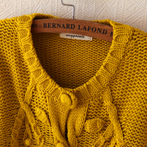 เสื้อคลุมกันหนาววินเทจ ไหมพรมหนานุ่มถักลายนูน (12065LM)