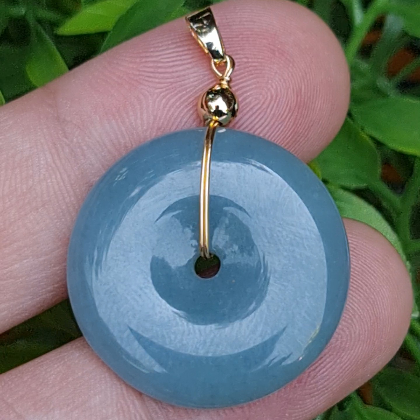 หยก จี้โดนัทหยก 37.60 Cts. (Bi Disc Jade) หยกแท้ อัญมณีมงคลประจําวันเกิด เครื่องประดับพลอย