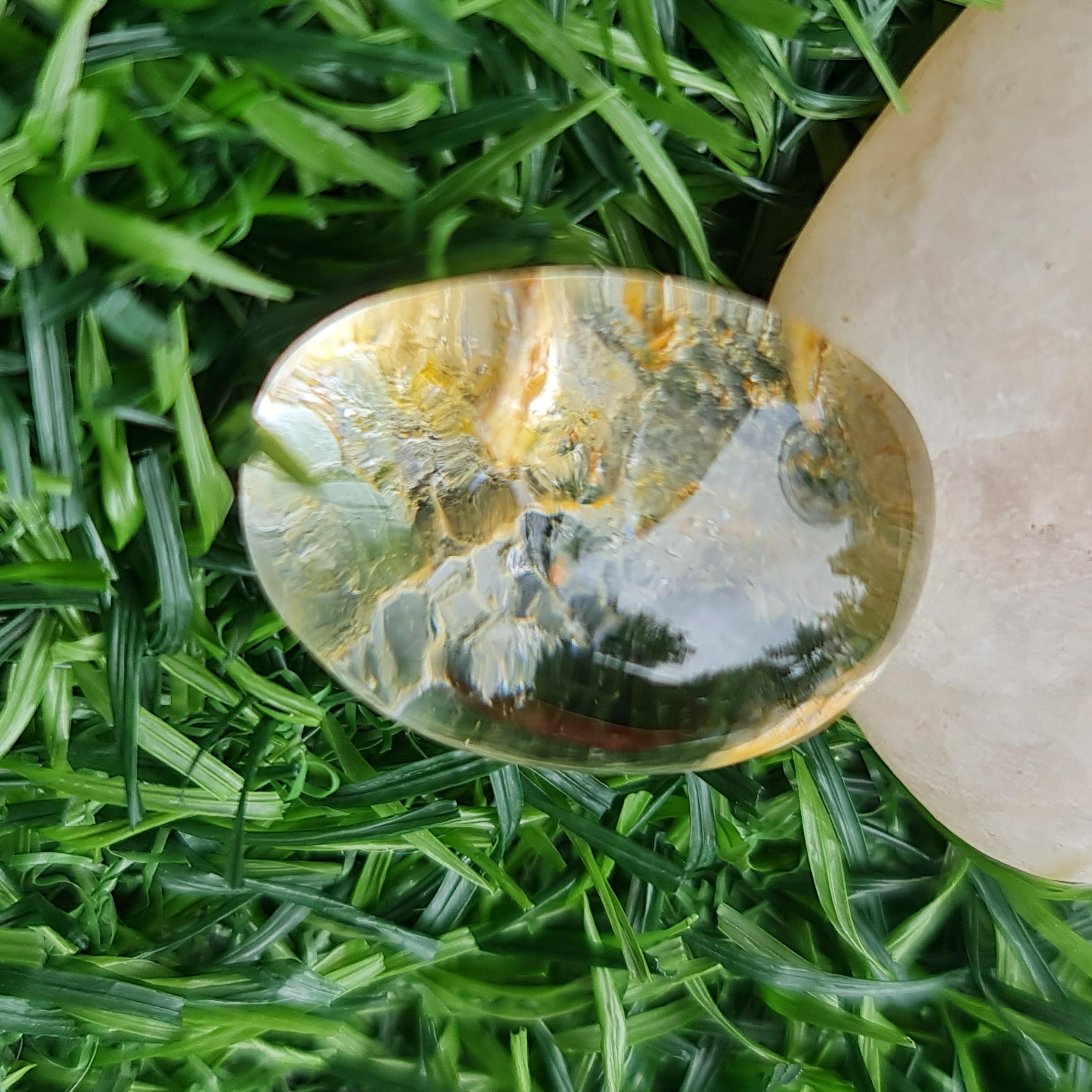 โป่งข่าม ควอตซ์ Rutilated Quartz 49.15 กะรัต Cts. พลอยแท้ อัญมณีมงคลประจําวันเกิด เครื่องประดับพลอย
