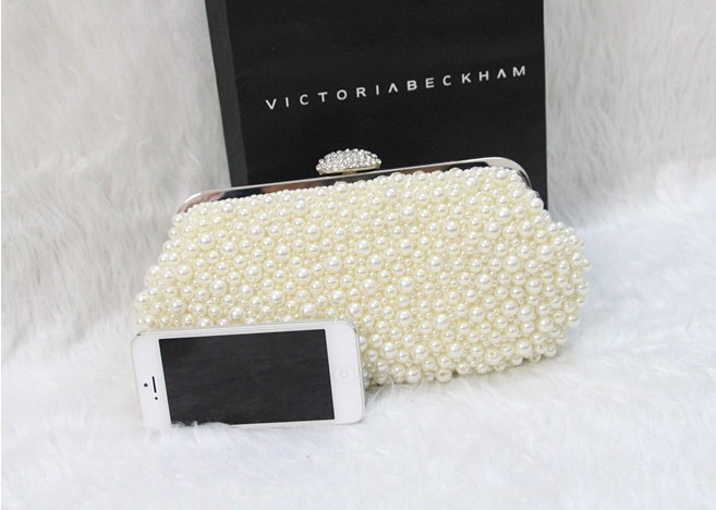 พร้อมส่ง Evening Clutch กระเป๋าออกงาน แต่งมุกทั้งใบ&จุกเปิดคริสตัล มาพร้อมสายสะพายสั้น/ยาว